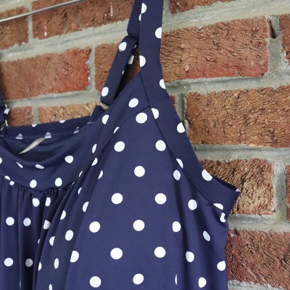 lands end swim top * loose * polka dot * navy / white * size 24W * euc - Picture 5 of 14